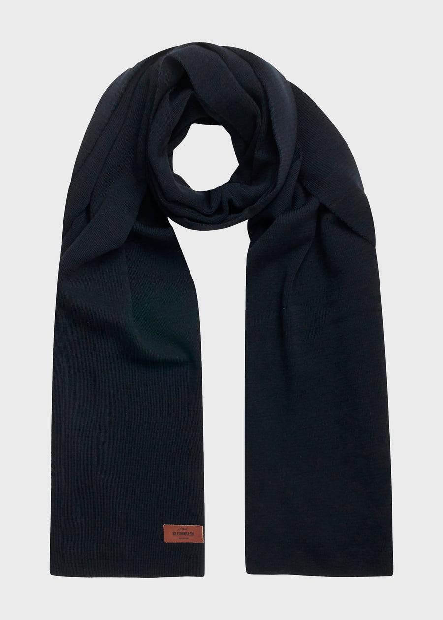 Klitmøller Collective Fine Rib Schal Navy aus Wolle